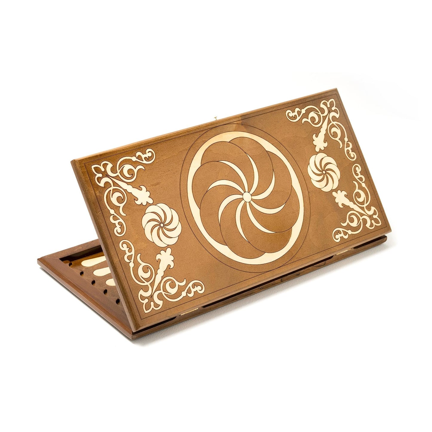 Wooden Backgammon Set Large Size / ENGRAVED ETERNITY / 23.6x23.6 inches / PERSONALIZED