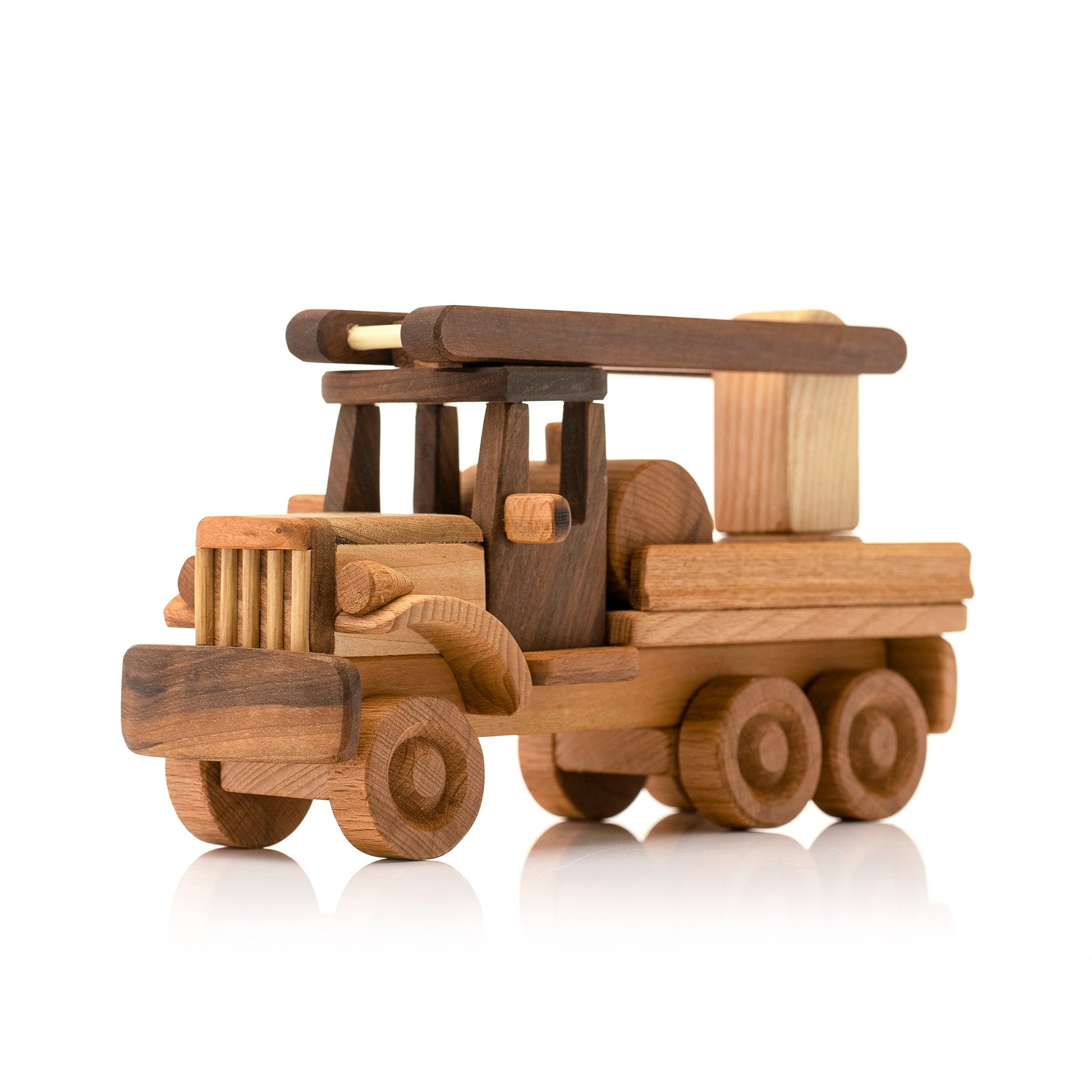 Handmade Wooden Toy Fire Truck: Personalized Toddler Gift
