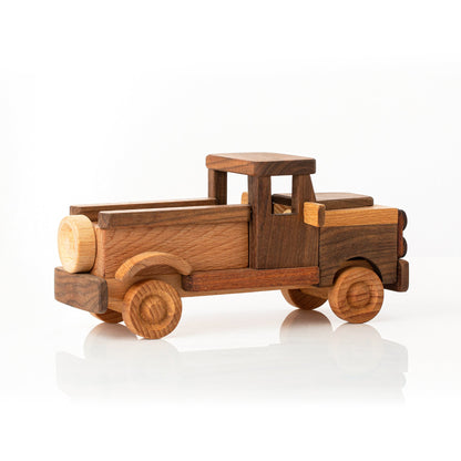 Wooden Toy Pickup Truck, Walnut Oil Finish, Personalized Baby Gift