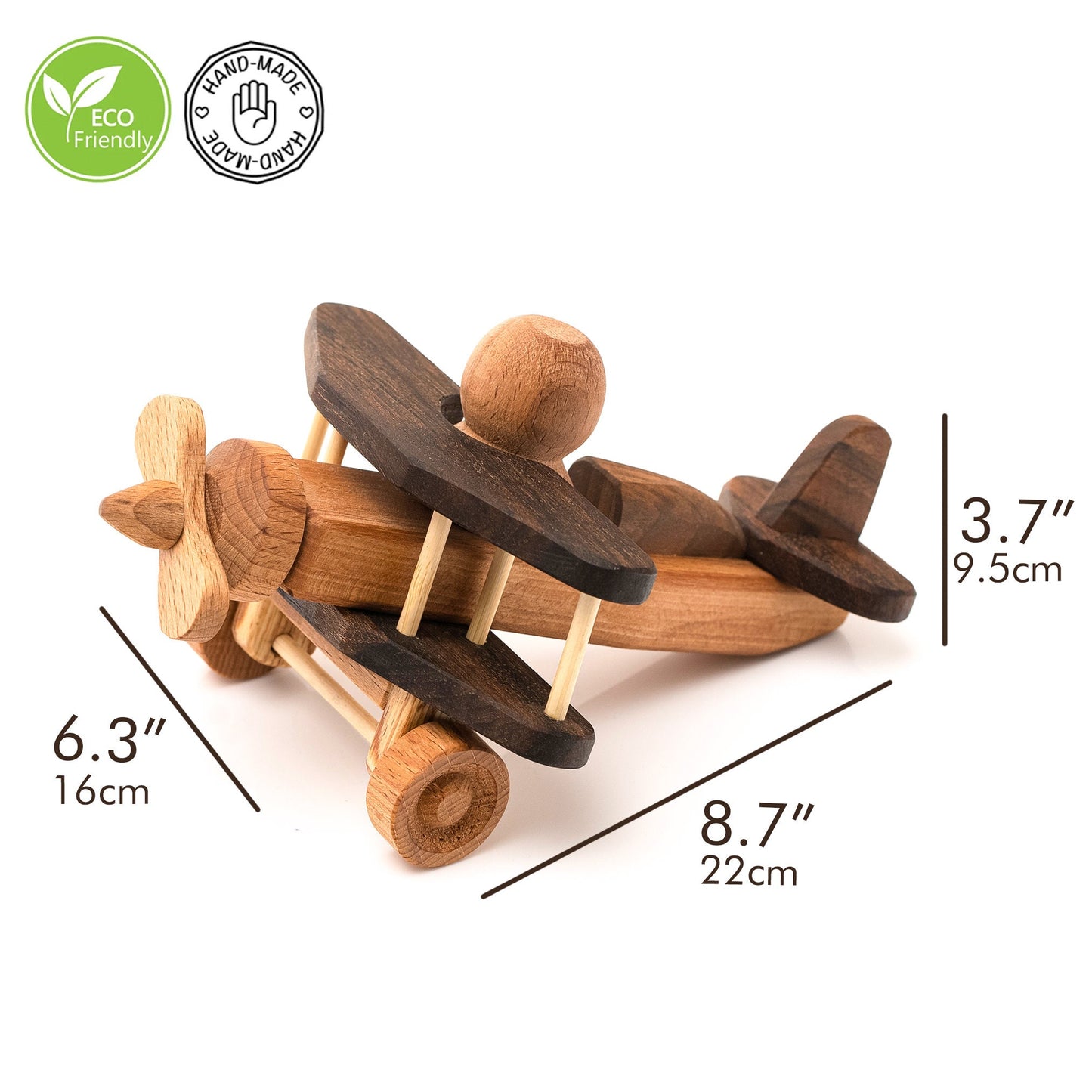 Handmade Wooden Airplane Toy: Personalized Eco-Friendly Gift