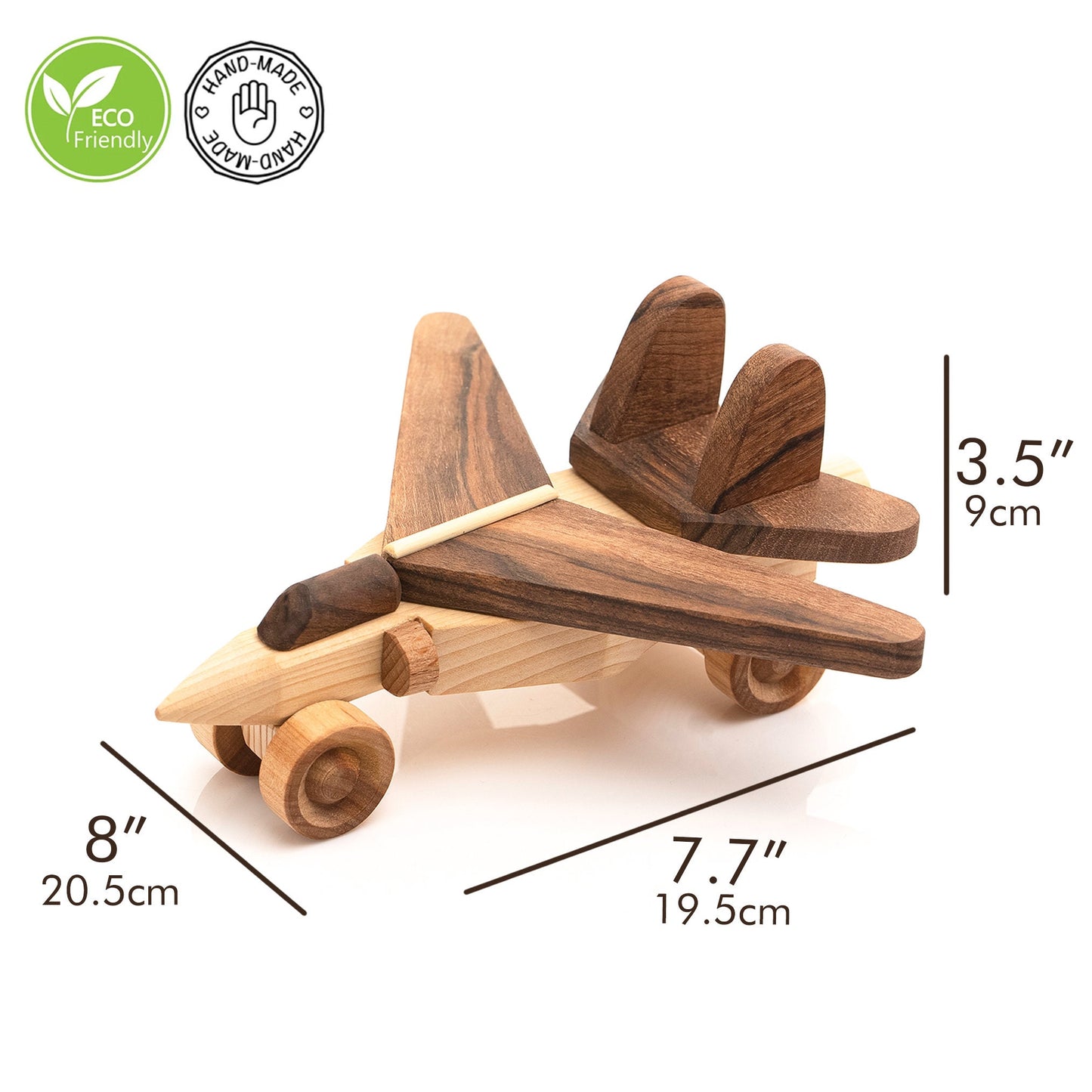 Handmade Wooden Fighter Jet Toy: Personalized Engraved Gift