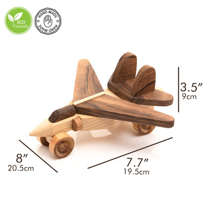 Handmade Wooden Fighter Jet Toy: Personalized Engraved Gift