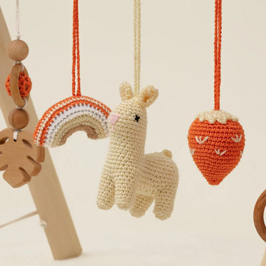 Handmade Baby Play Gym with Crocheted Toys and Personalized Letters