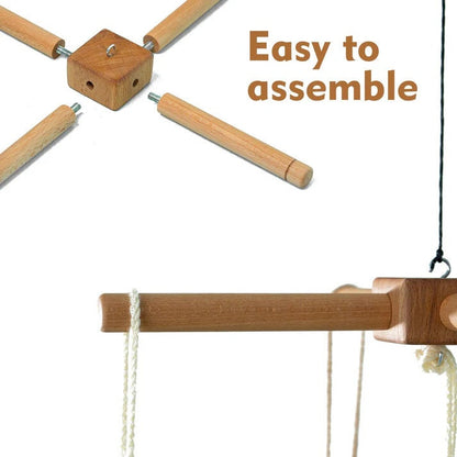 Wooden Baby Mobile: Handmade Crocheted Horse & Cactus Toys