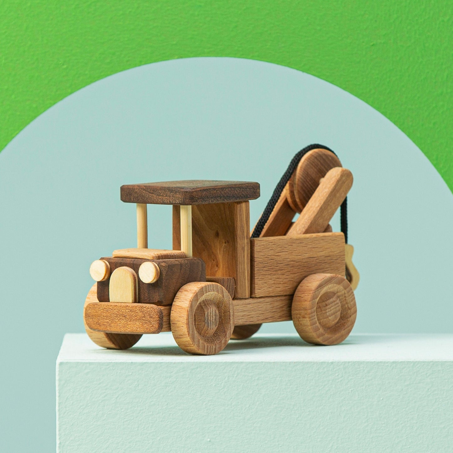 Wooden Tow Truck Toy: Personalized Handmade Kids Toy