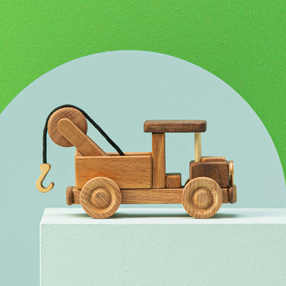 Wooden Tow Truck Toy: Personalized Handmade Kids Toy