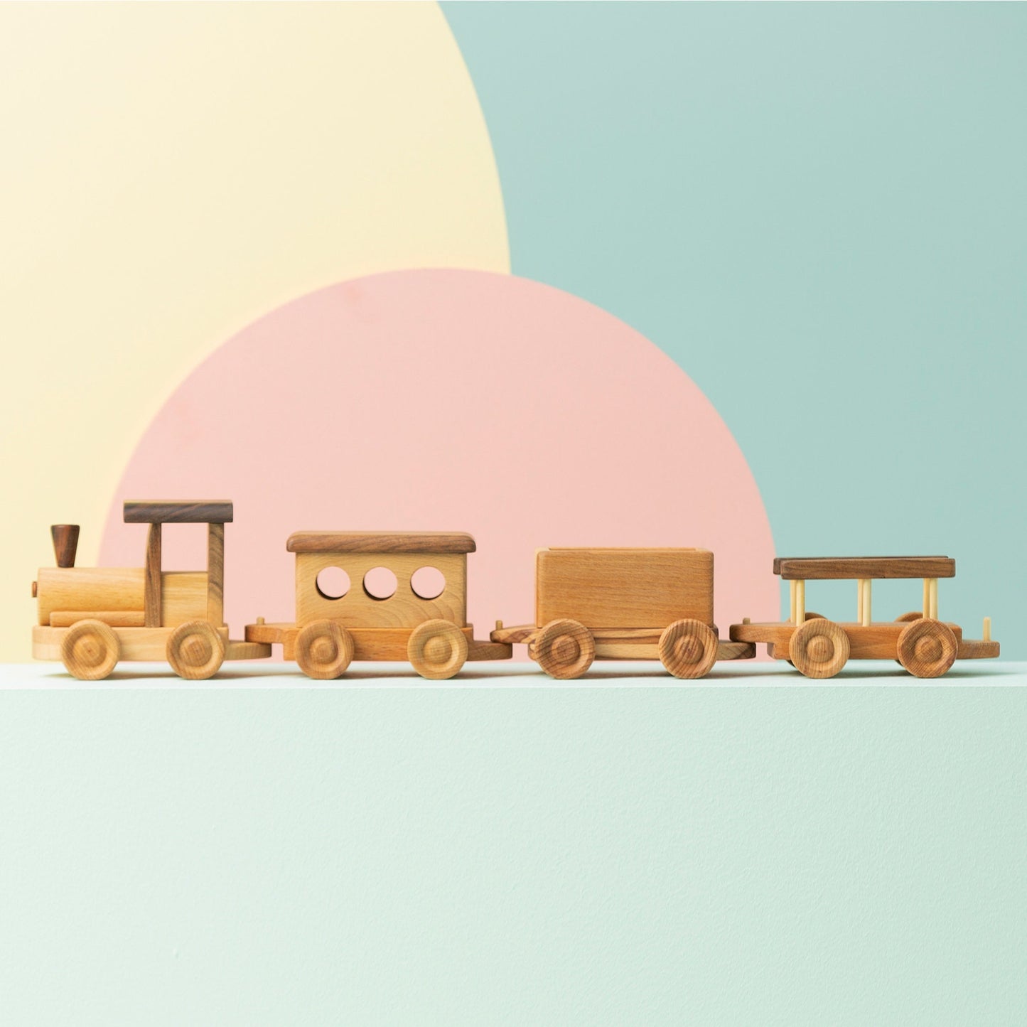 Wooden Train Toy Set: Handmade Toddler Gift