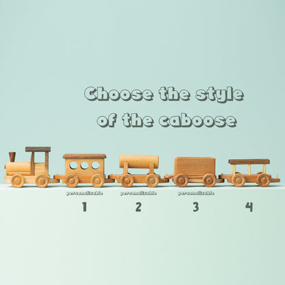 Wooden Train Toy Set: Handmade Toddler Gift