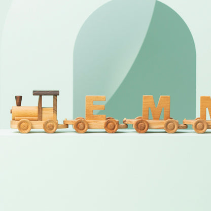 Handmade Wooden Name Train: Personalized Toy Train Set