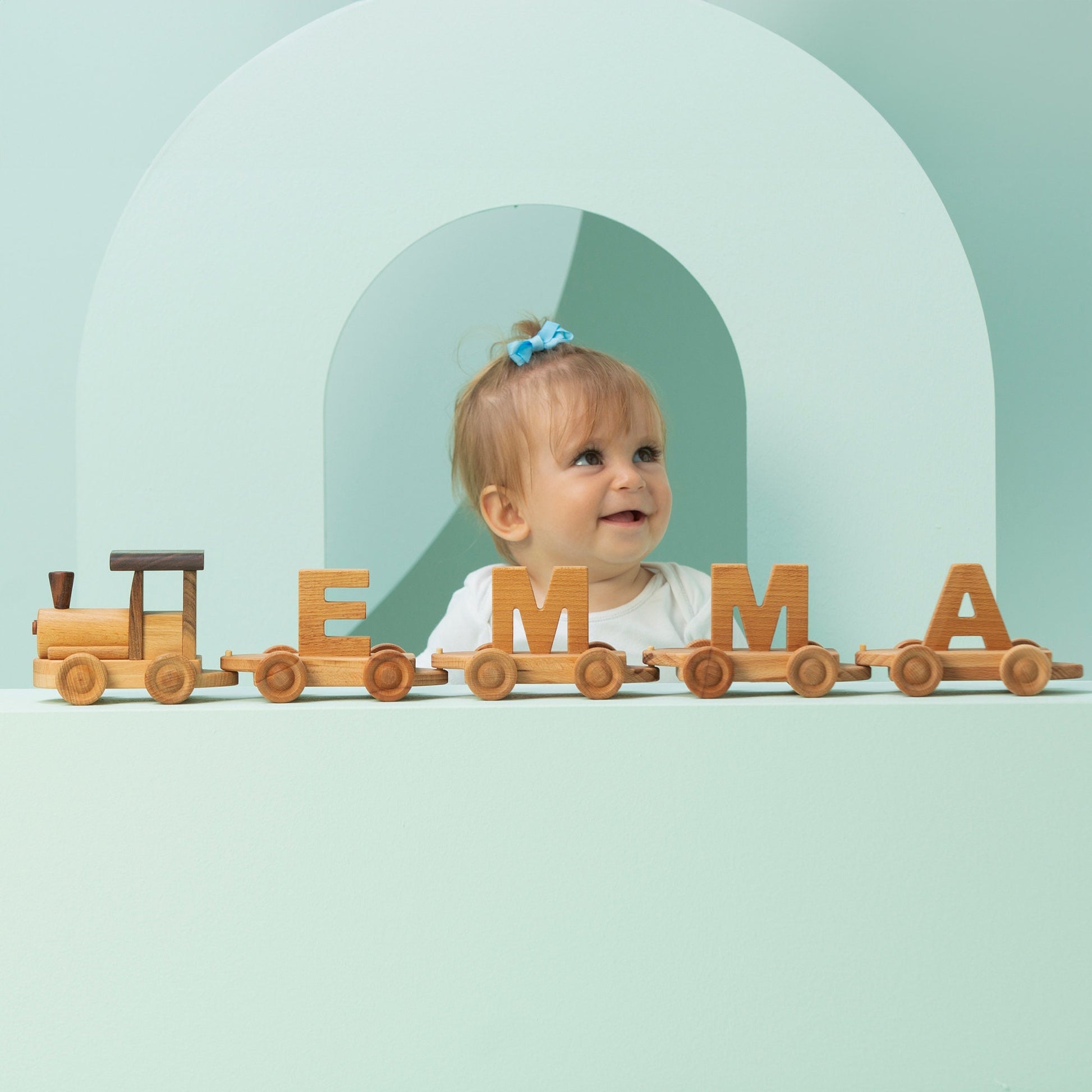 Handmade Wooden Name Train: Personalized Toy Train Set