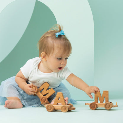 Handmade Wooden Name Train: Personalized Toy Train Set
