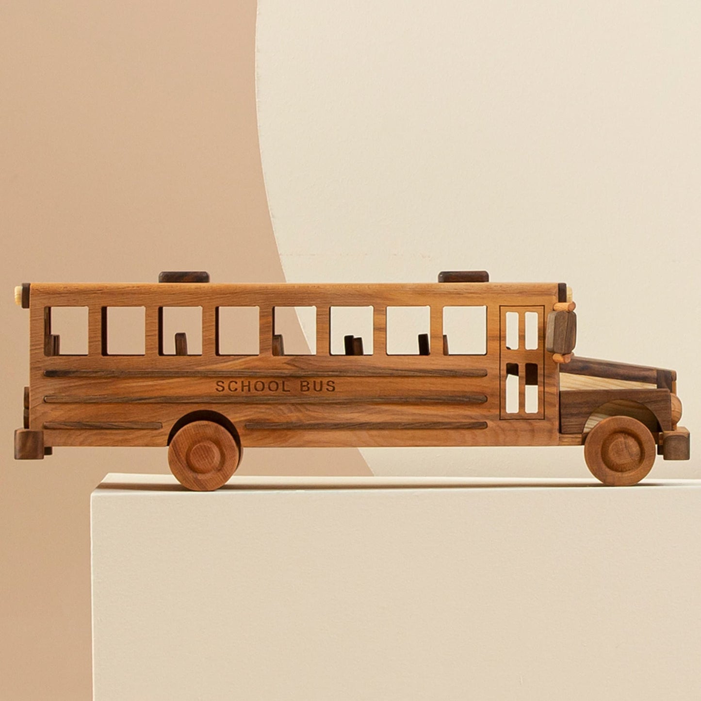 Handmade Wooden Toy School Bus: Personalized Engraved Gift
