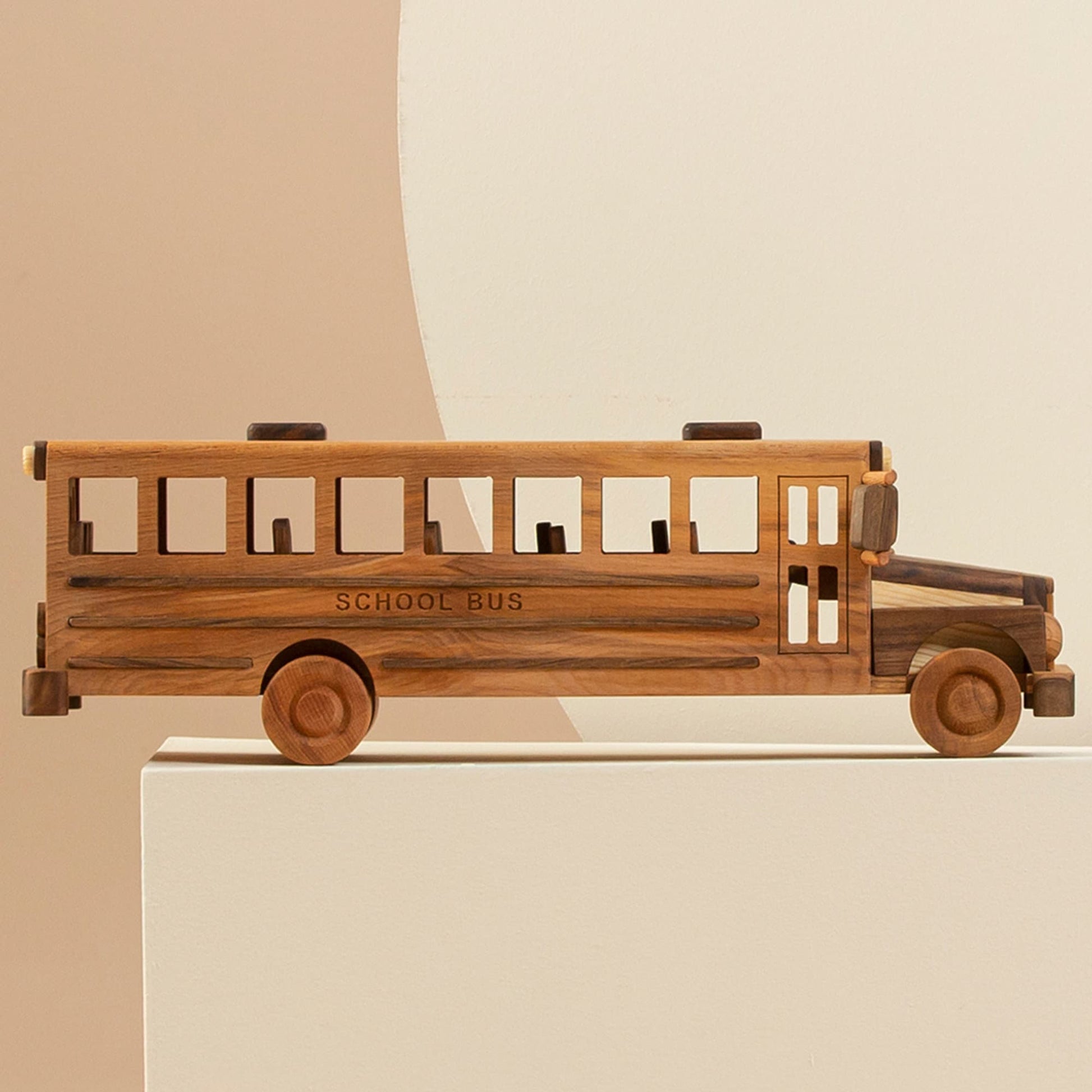 Handmade Wooden Toy School Bus: Personalized Engraved Gift