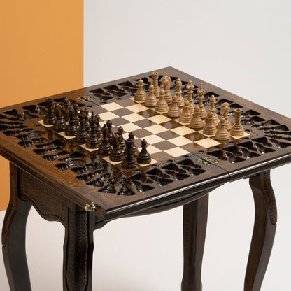 Wooden Chess Table Engraved Ornaments, Custom Engraving, HANDMADE