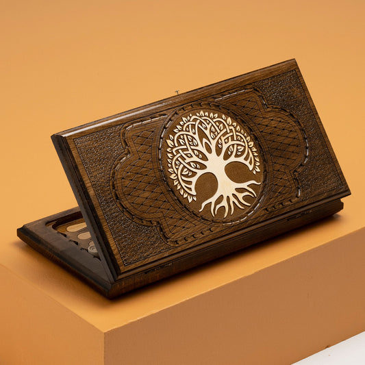Wooden Handmade Backgammon Set / Tree of Life