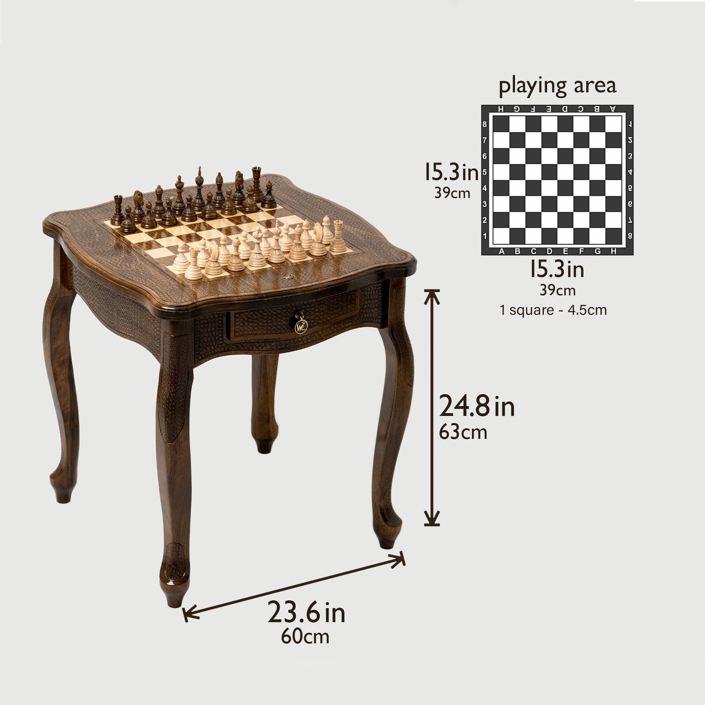 Classic Wooden Chess Table / HANDMADE