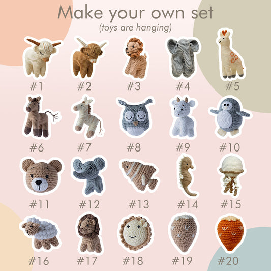 Additional Hanging Crochet Toys, Crocheted Toys for Baby Gym