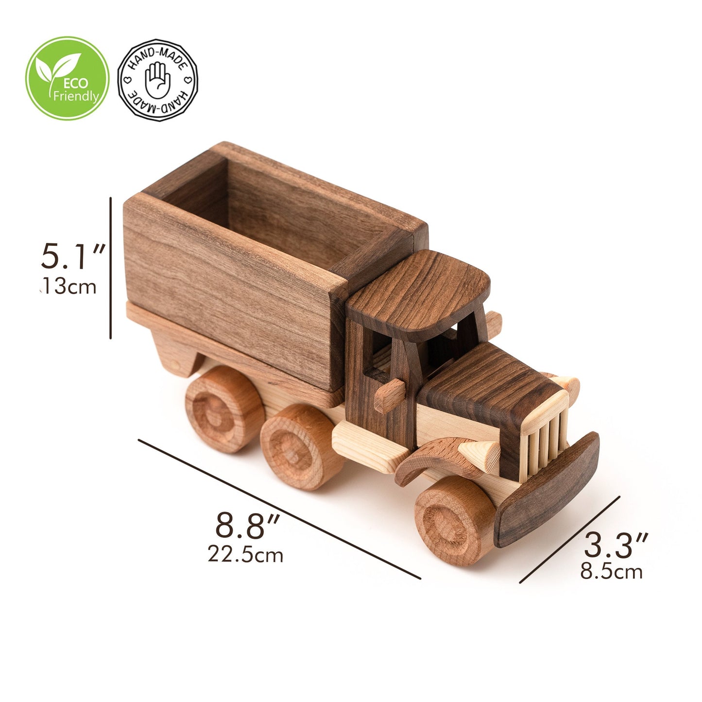 Personalized Wooden Dump Truck Toy: Eco-Friendly Timber Plaything