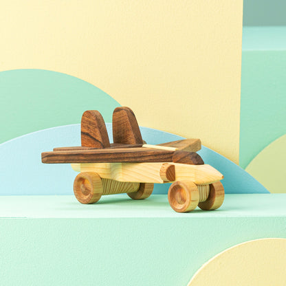 Handmade Wooden Fighter Jet Toy: Personalized Engraved Gift
