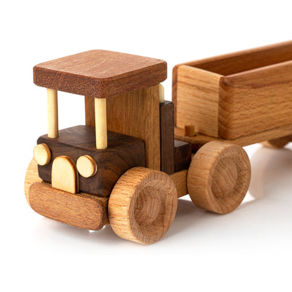 Handmade Wooden Flatbed Truck Toy: Personalized Eco-Friendly Gift