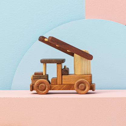 Handmade Wooden Fire Truck Toy: Personalized Eco-Friendly Gift