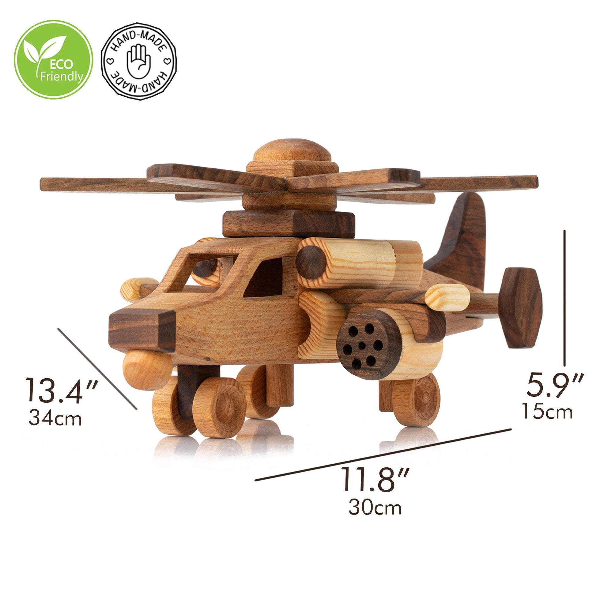 Handmade Wooden Helicopter Toy, Personalized Military Decor