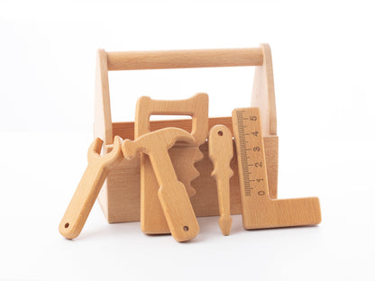 Personalized Wooden Toy Tool Kit: Handmade Montessori Pretend Play Set