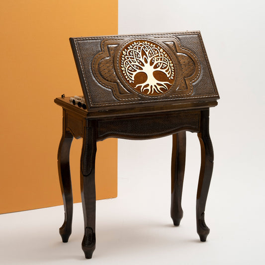 Chess Table Engraved Tree of Life / HANDMADE