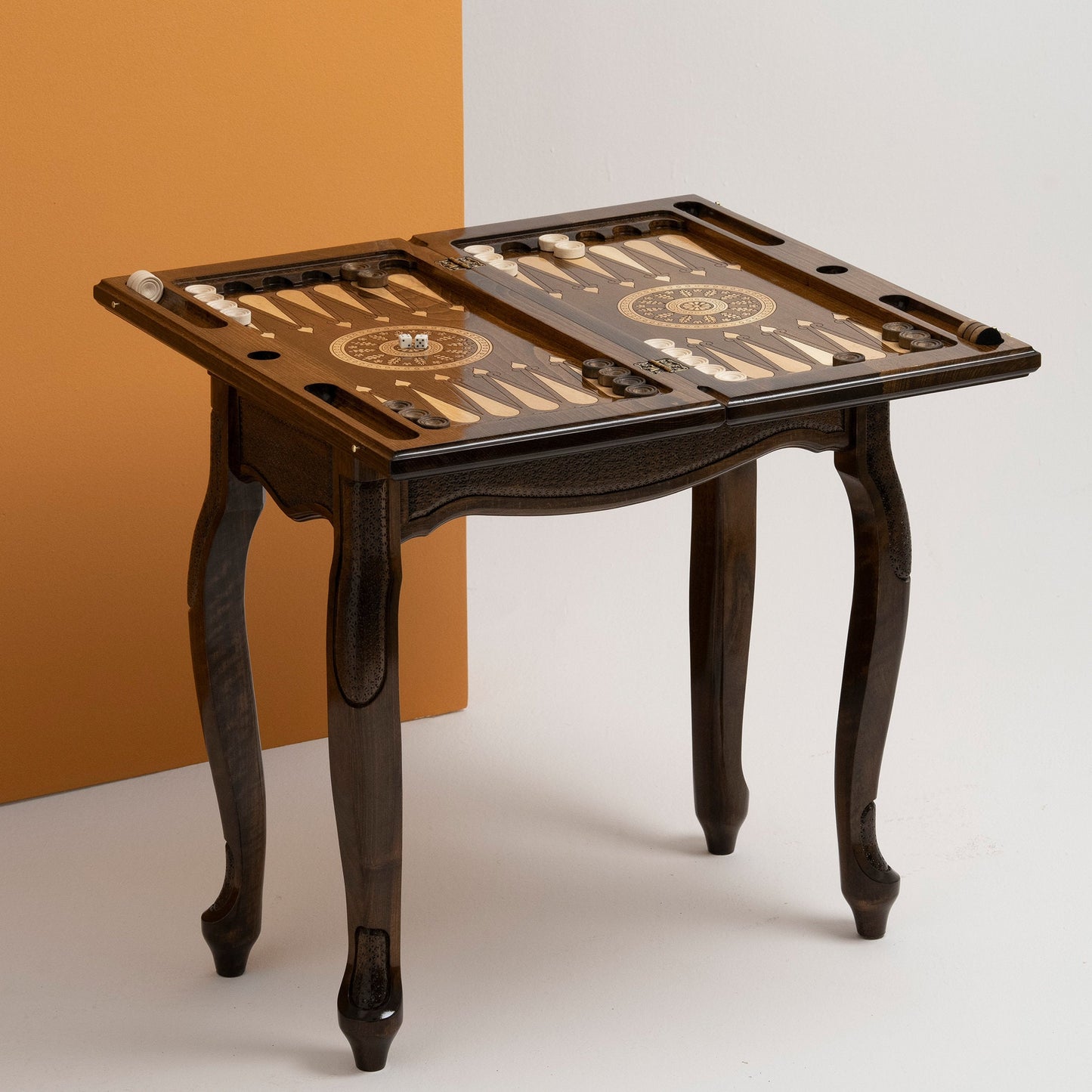 Wooden Backgammon Table Engraved Ornaments / Custom Engravings / HANDMADE