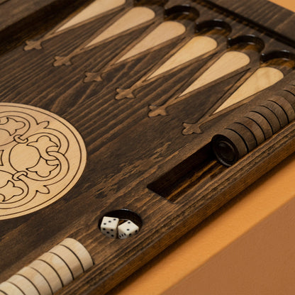 Engraved Tree of Life Backgammon Set: Personalized Wooden Board Game