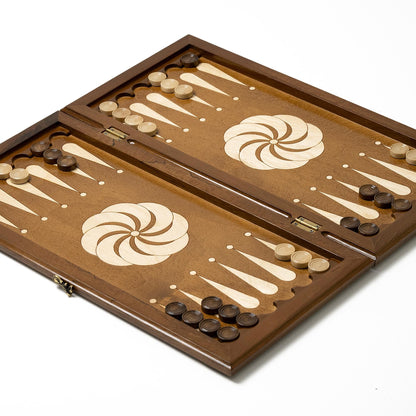 Wooden Backgammon Set Large Size / ENGRAVED ETERNITY / 23.6x23.6 inches / PERSONALIZED
