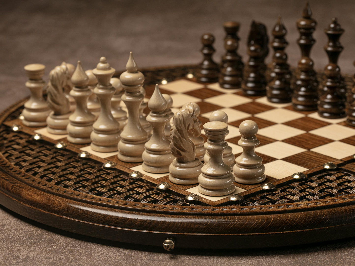 Elegant Chess Set With Bronze Details / HANDMADE