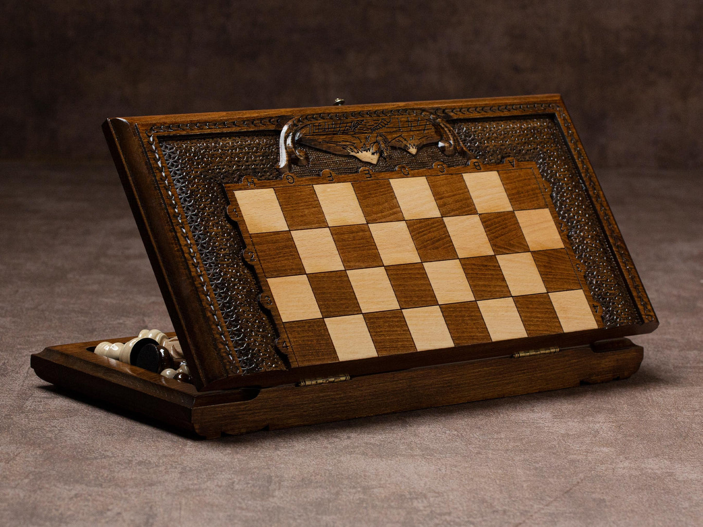Wood Chess Set – Unique Mountain Design