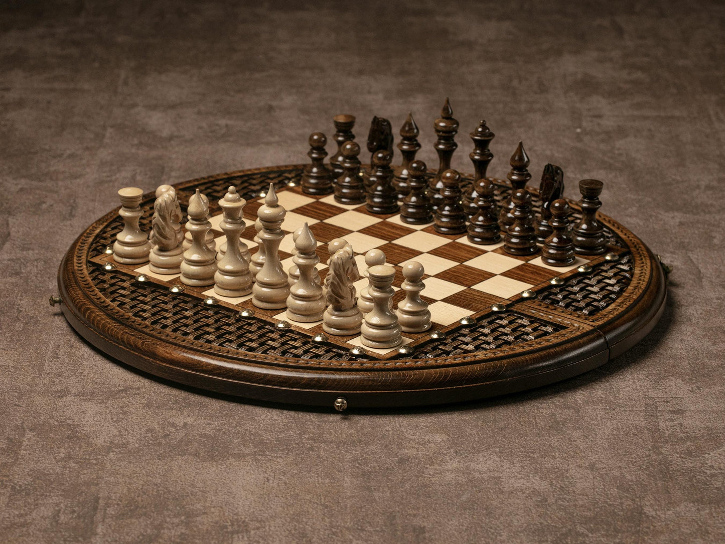 Elegant Chess Set With Bronze Details / HANDMADE