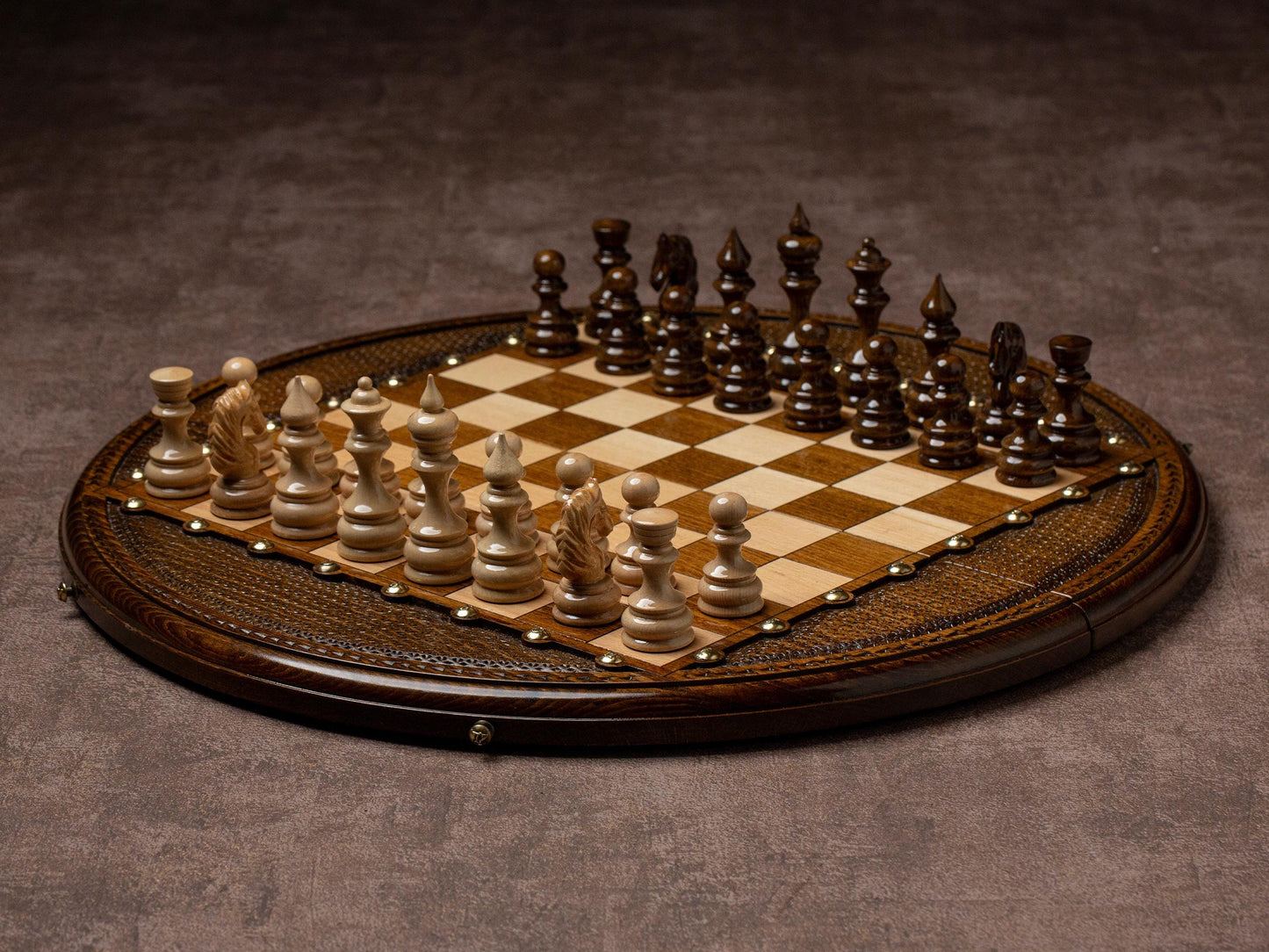 Wooden Circular Chess Set / HANDMADE