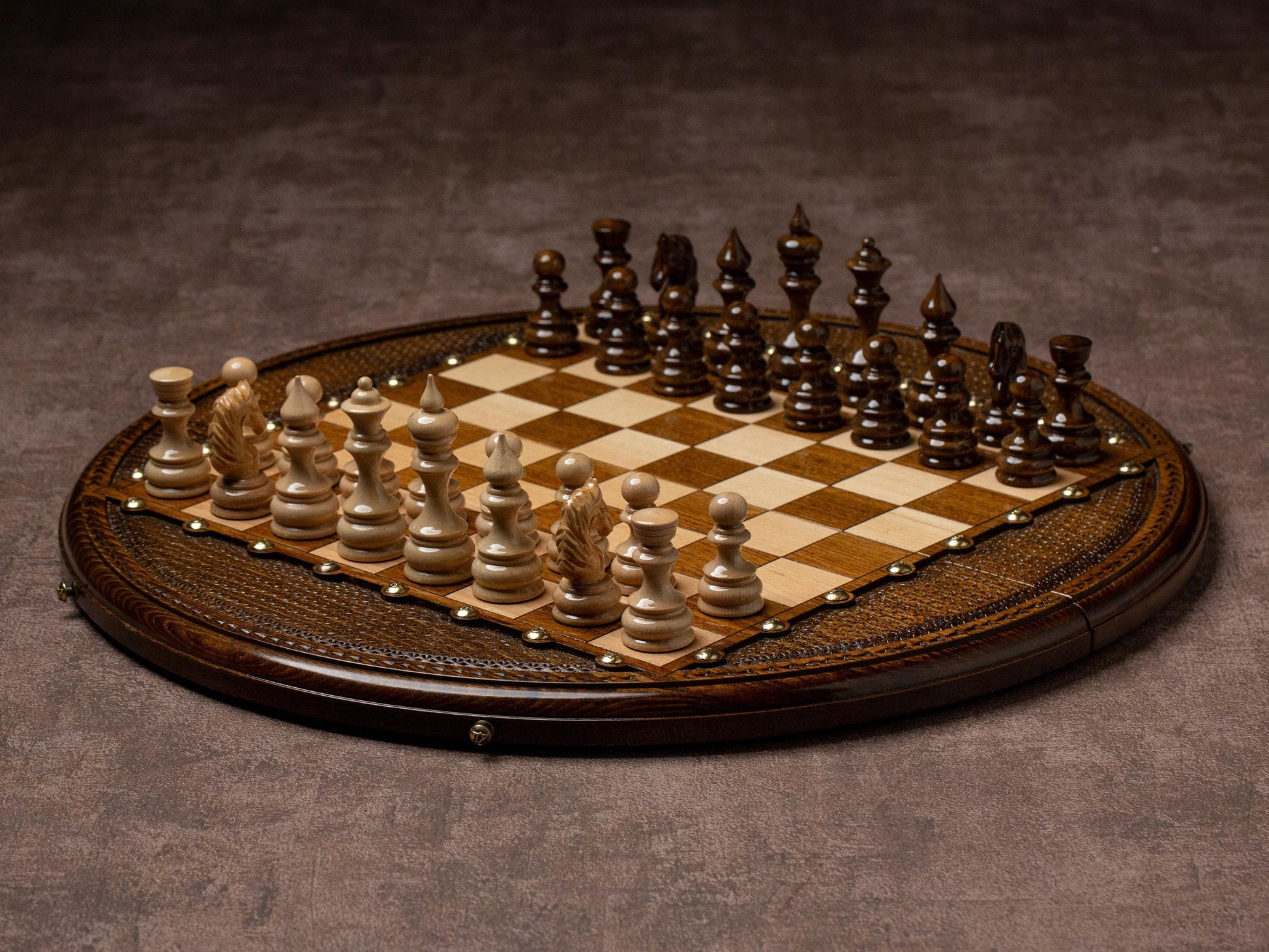 Wooden Circular Chess Set / HANDMADE