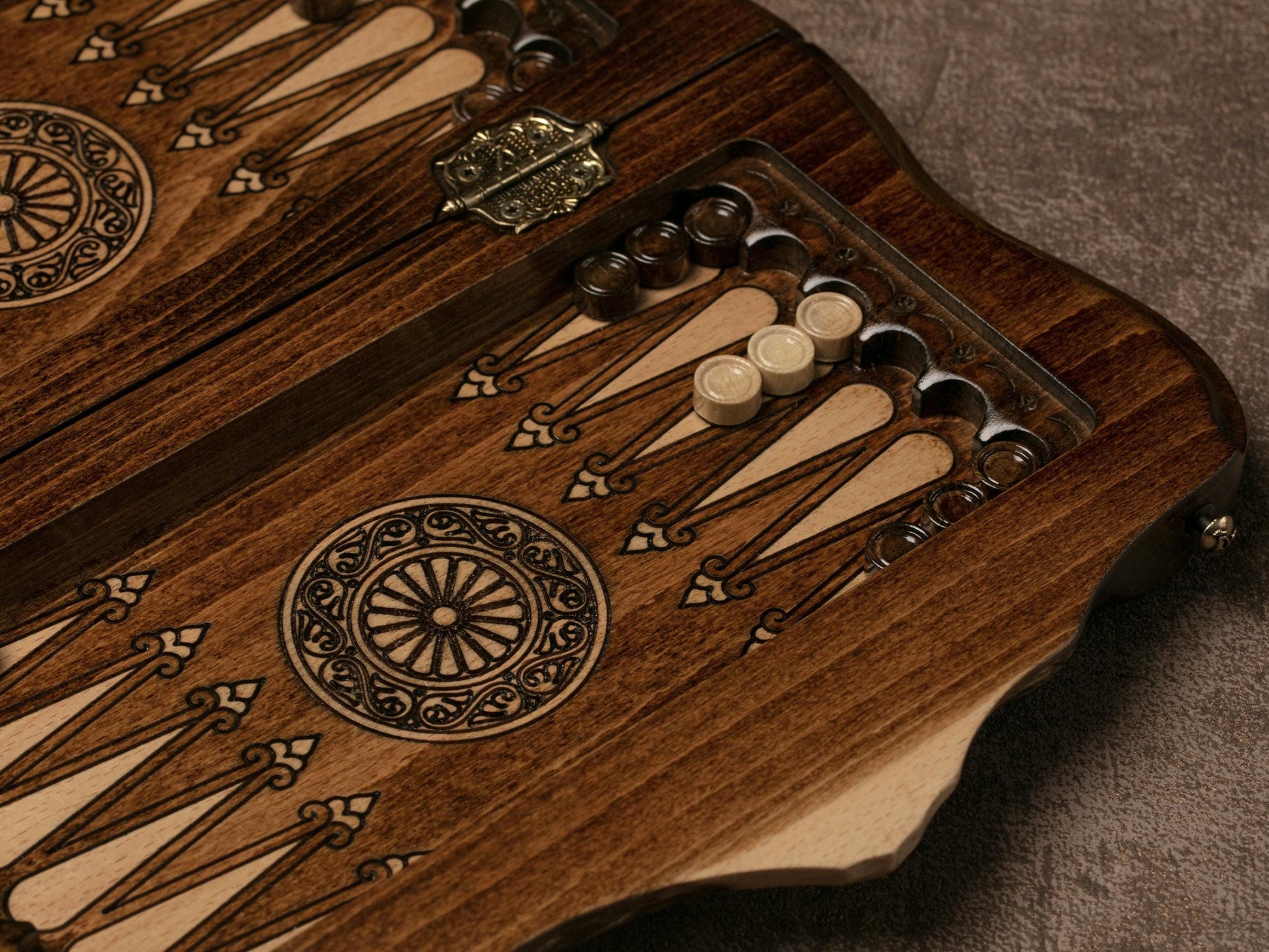 Handmade Chess and Backgammon Set: Beech Wood with Mount Ararat Design
