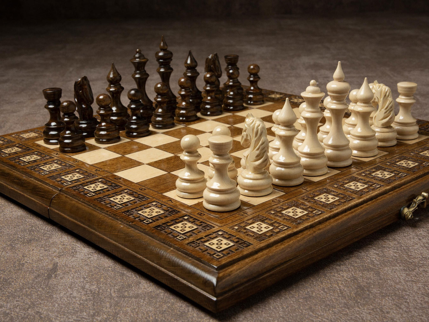 Wood Chess and Backgammon Set / Personalized Chess / HANDMADE