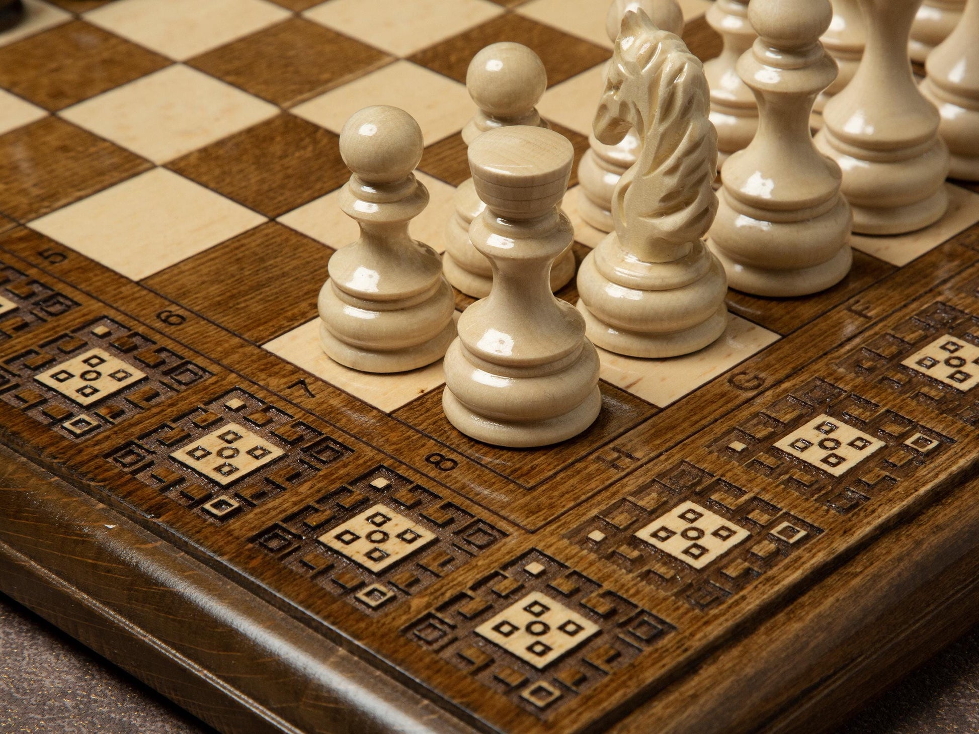 Wood Chess and Backgammon Set / Personalized Chess / HANDMADE