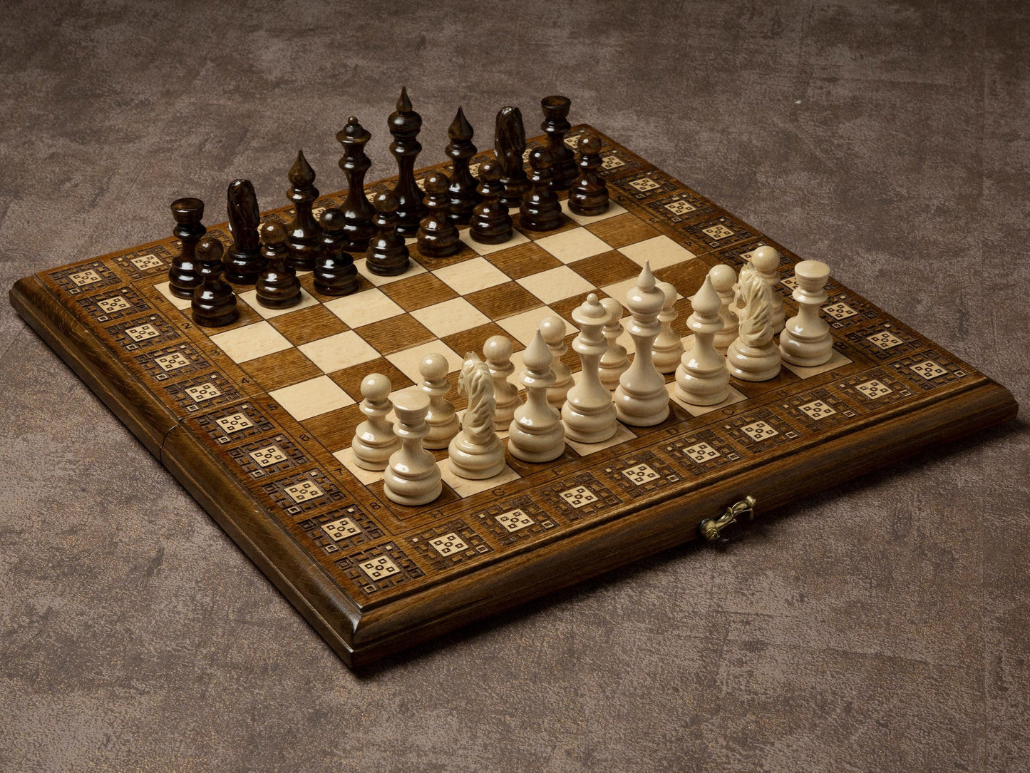 Wood Chess and Backgammon Set / Personalized Chess / HANDMADE