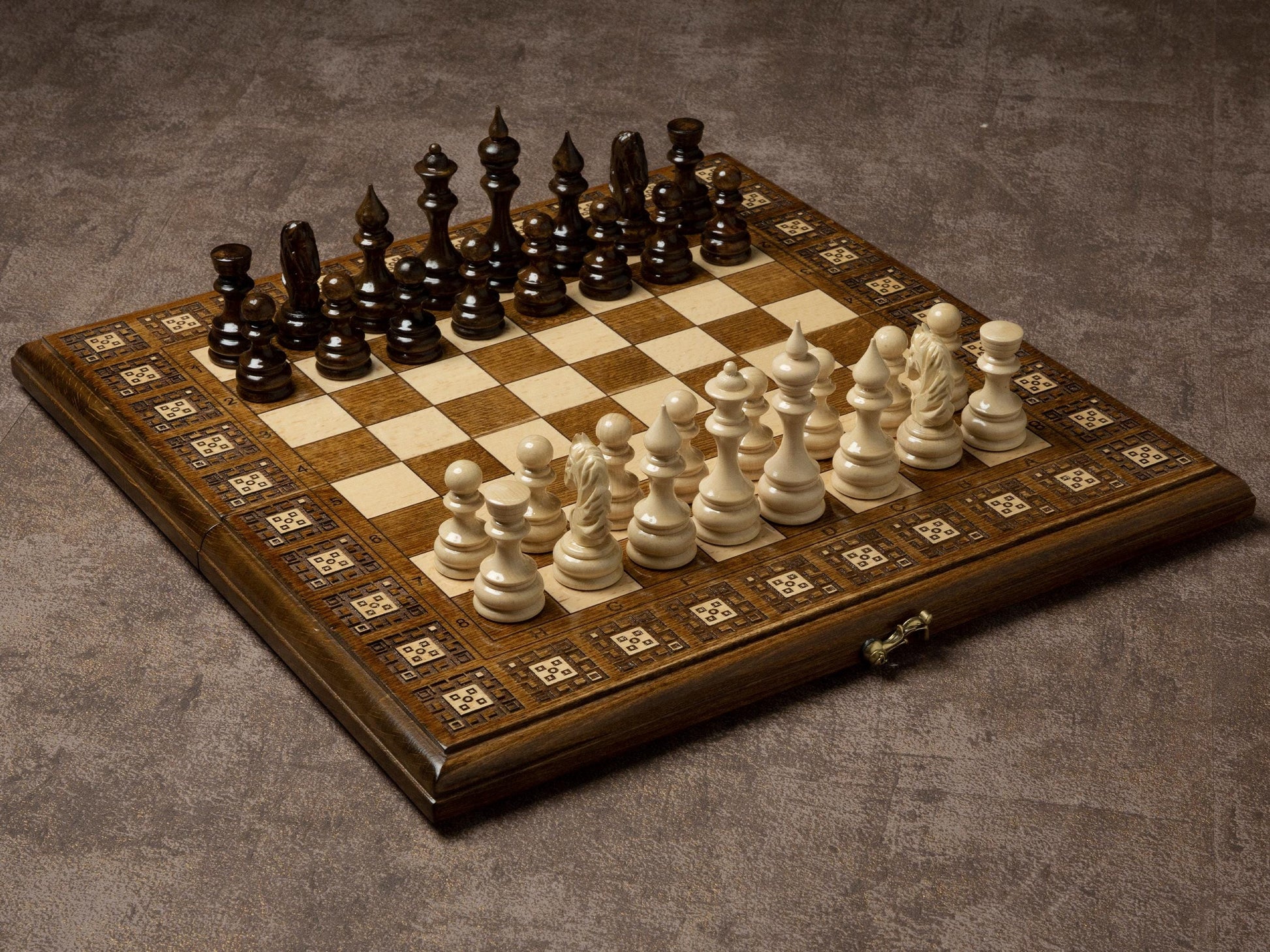 Wood Chess and Backgammon Set / Personalized Chess / HANDMADE