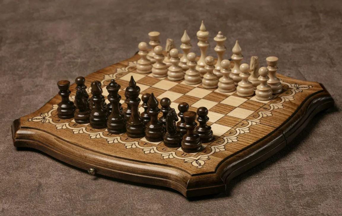 Handmade Beech Wood Chess and Backgammon Set: Personalized Board Game