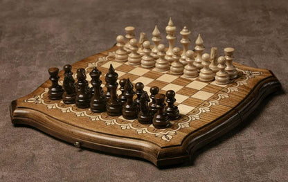 Handmade Beech Wood Chess and Backgammon Set: Personalized Board Game