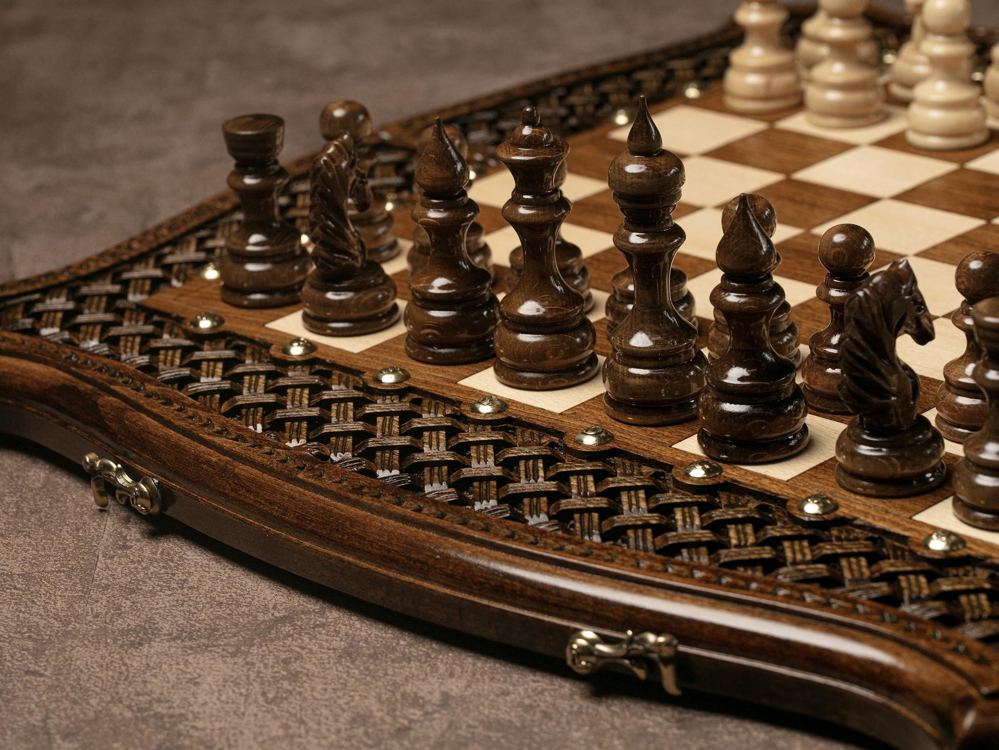 Wooden Chess and Backgammon Set / PERSONALIZED / HANDMADE