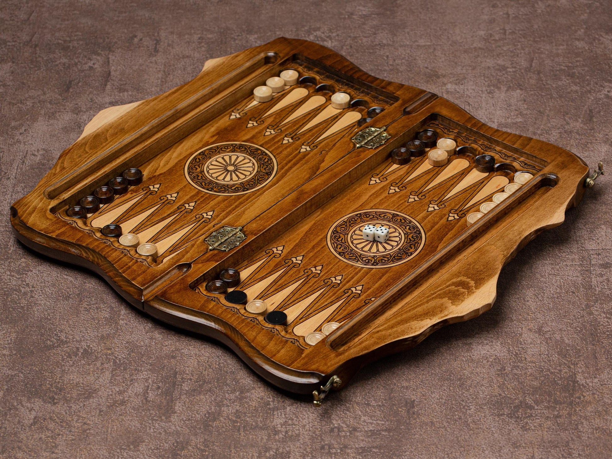 Elegant Chess Set with Backgammon Board copyrighted Mount Ararat Outline / HANDMADE