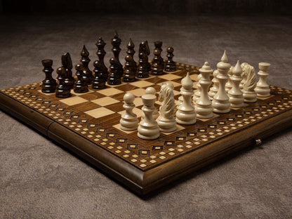 Handmade Wooden Chess & Backgammon Set: Personalized Board Game