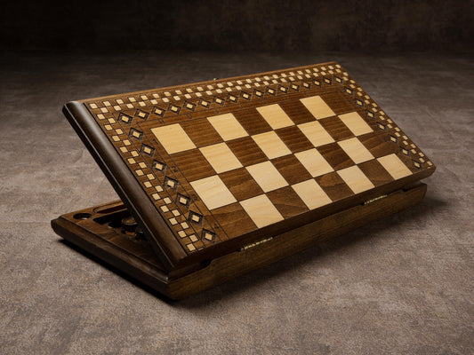 Handmade Wooden Chess & Backgammon Set: Personalized Board Game