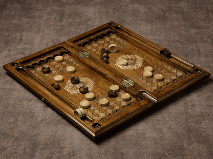 Wood Chess and Backgammon Set / Personalized Chess / HANDMADE