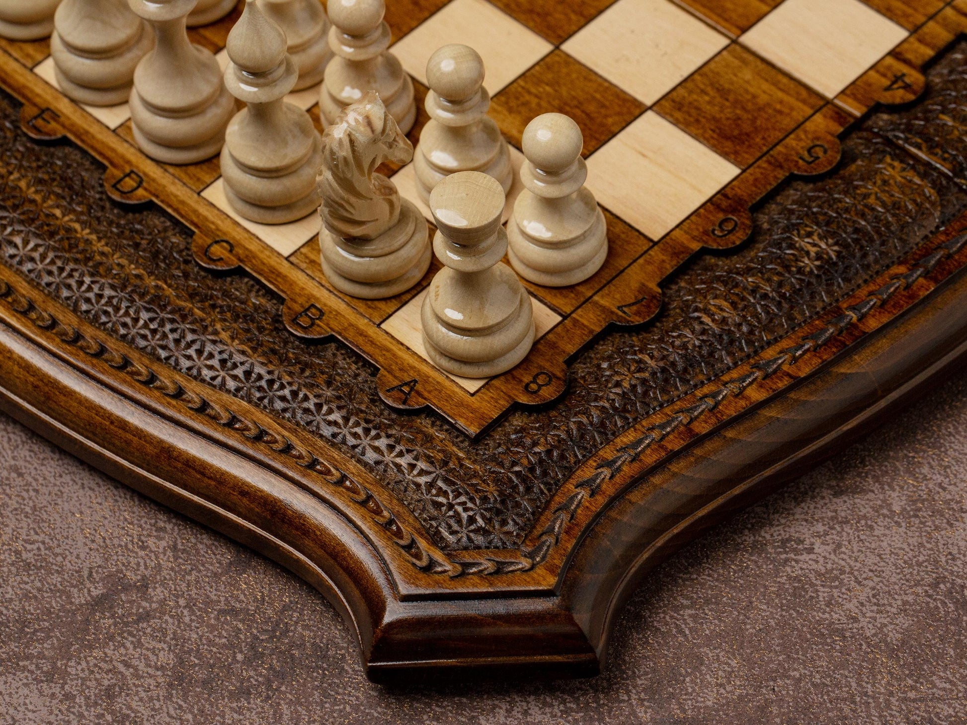 Elegant Chess Set wit Backgammon Board / HANDMADE / PERSONALIZED